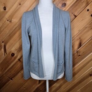 Fabiana Filippi Cashmere Open Front Cardigan Blue Pockets Medium